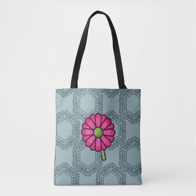 SKAYMARTS | Blue Boho Rose Design Shopping Bag (Vorderseite)