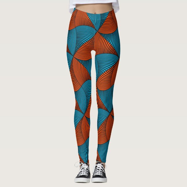 SKAYMARTS | Blue Pattern African Ankara Leggings (Vorderseite)