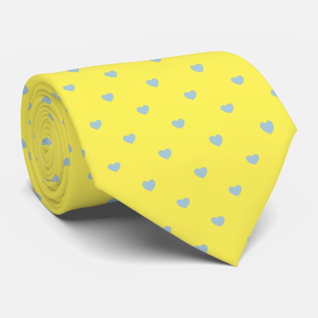 Skaymarts Yellow Color Blue Hearty Design Neck Tie Krawatte (Gerollt)