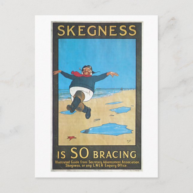 Skegness, England Vintage Travel Poster Postkarte (Vorderseite)