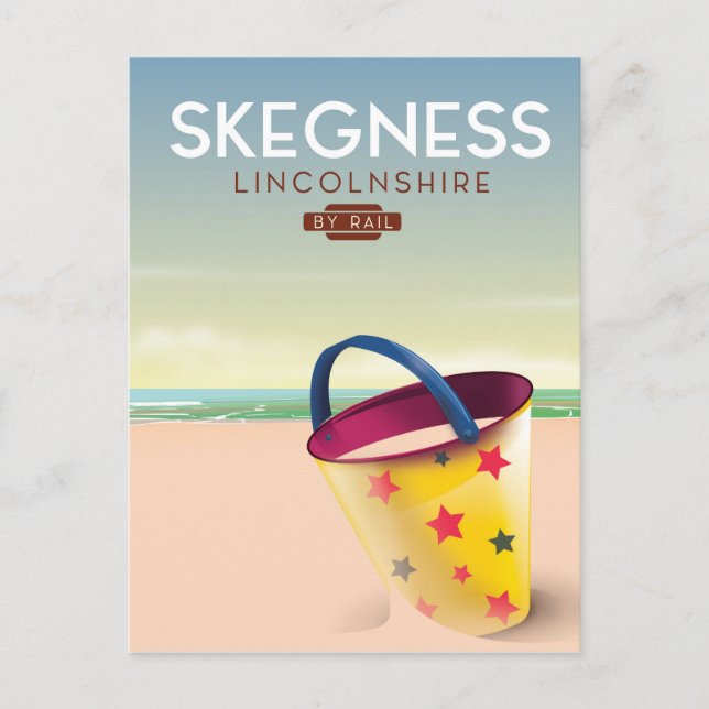 Skegness Lincolnshire per Bahn Postkarte (Vorderseite)