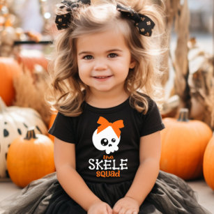 Skele Squad Bow Orange Halloween Familie Matching Baby T-shirt