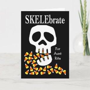 SKELEbrate Halloween Schädel und Candy Corn für Ta Karte