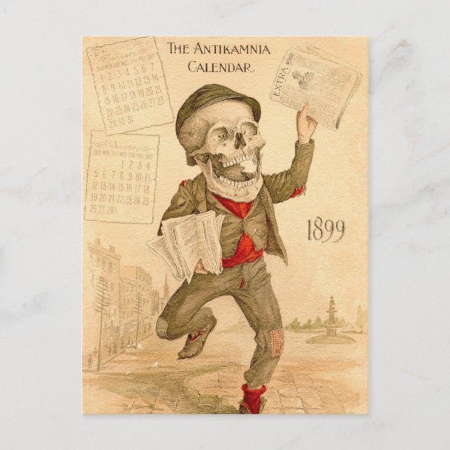 Skeletal Paperboy Postkarte (Vorderseite)