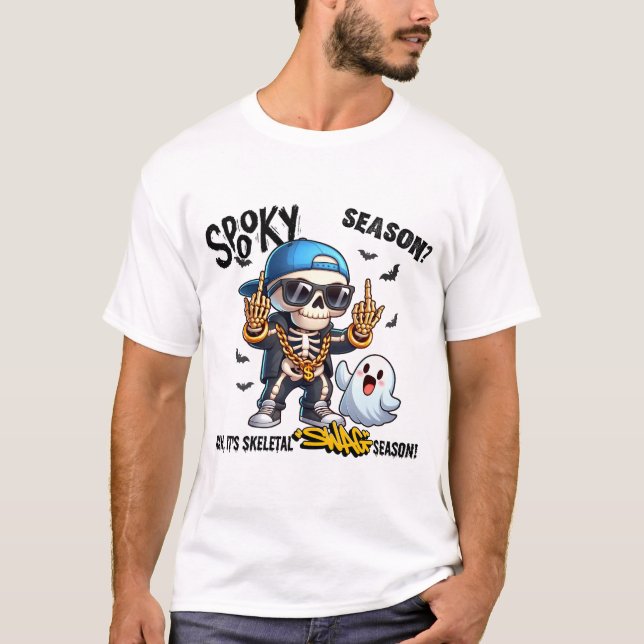 Skeletal Swah Halloween Attitude T-Shirt (Vorderseite)
