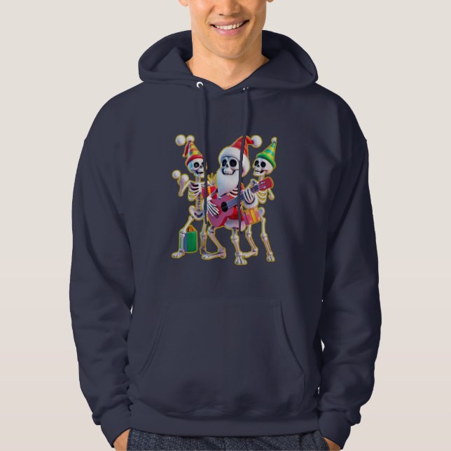 **Skeleton 3D Christm Santa Party – Funnyas Skelet Hoodie (Vorderseite)