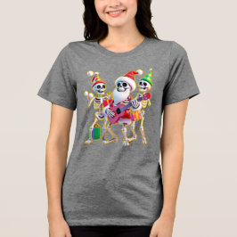 **Skeleton 3D Christm Santa Party – Funnyas Skelet Tri-Blend Shirt