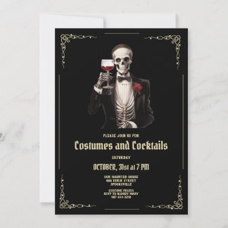 Skeleton Adult Halloween Cocktail Party Einladung