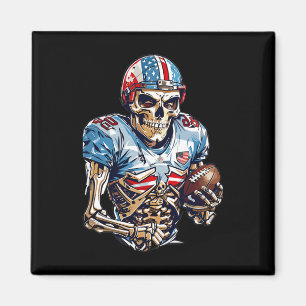 Skeleton American Football Player Halloween Graphi Magnet