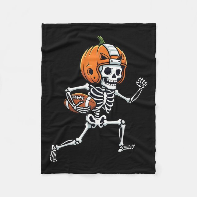 Skeleton American Football Player Spooky Sports Gr Fleecedecke (Vorderseite)