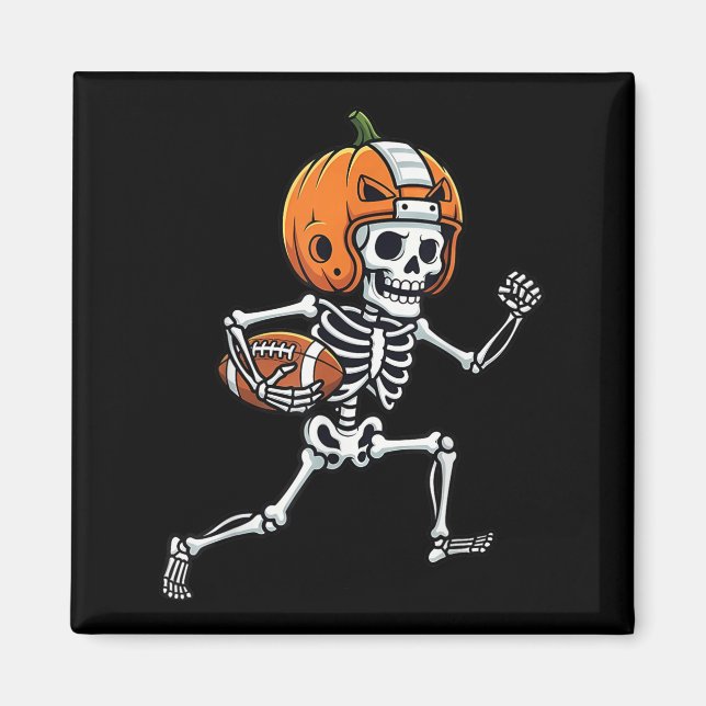 Skeleton American Football Player Spooky Sports Gr Magnet (Vorne)