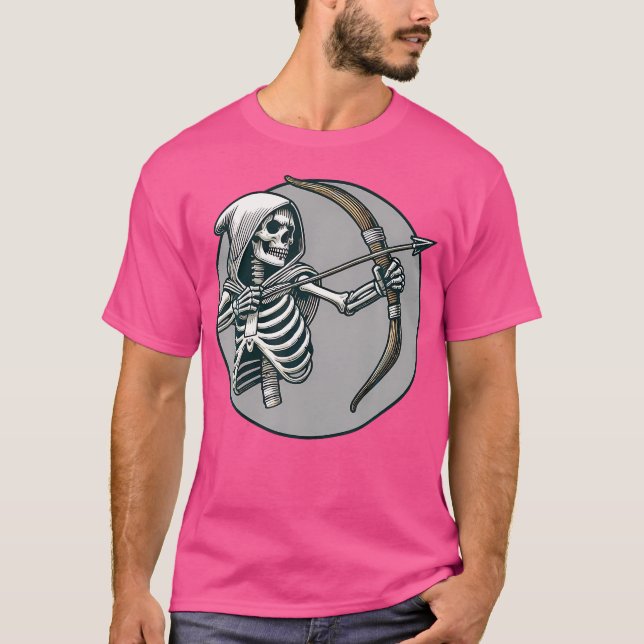 Skeleton Archer Fantasy and Archery Grim Sensenman T-Shirt (Vorderseite)