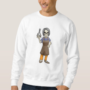 Skeleton as Hairdresser with Scissors Sweatshirt