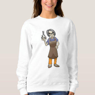Skeleton as Hairdresser with Scissors Sweatshirt