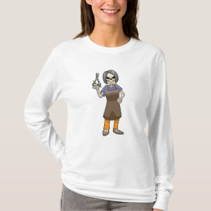Skeleton as Hairdresser with Scissors T-Shirt
