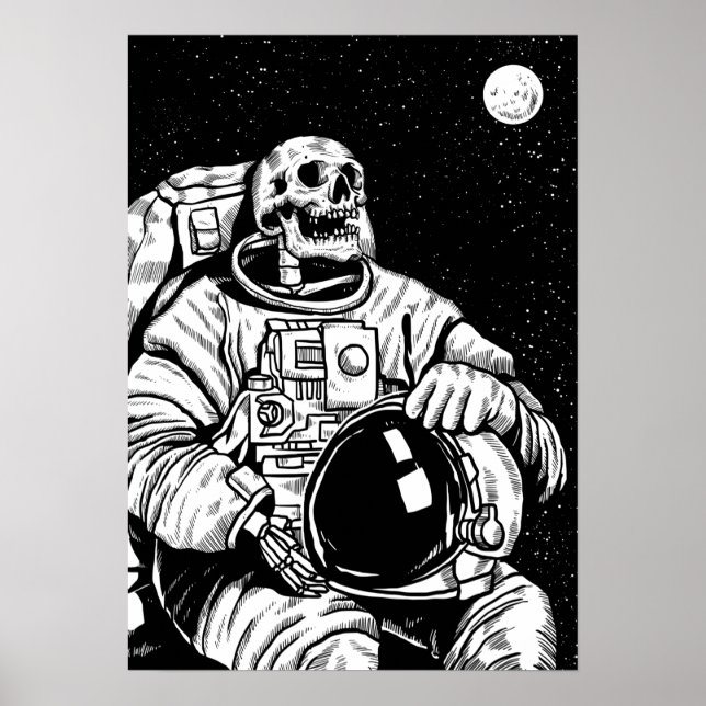 Skeleton Astronaut Moon Space Exploration Poster (Vorne)