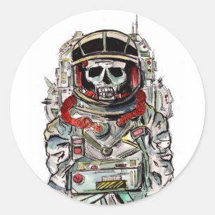 Skeleton Astronaut Runder Aufkleber