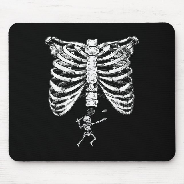 Skeleton Badminton Schwangerschaft Halloween Smash Mousepad (Vorne)