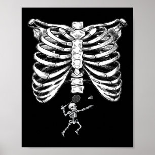 Skeleton Badminton Schwangerschaft Halloween Smash Poster