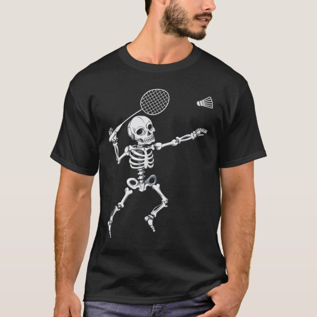 Skeleton Badminton Shirt Halloween Smash Shuttle (Vorderseite)