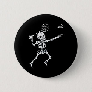 Skeleton Badminton Shirt Halloween Smash Shuttle Button