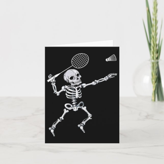 Skeleton Badminton Smash Shuttle Halloween Karte (Vorderseite)