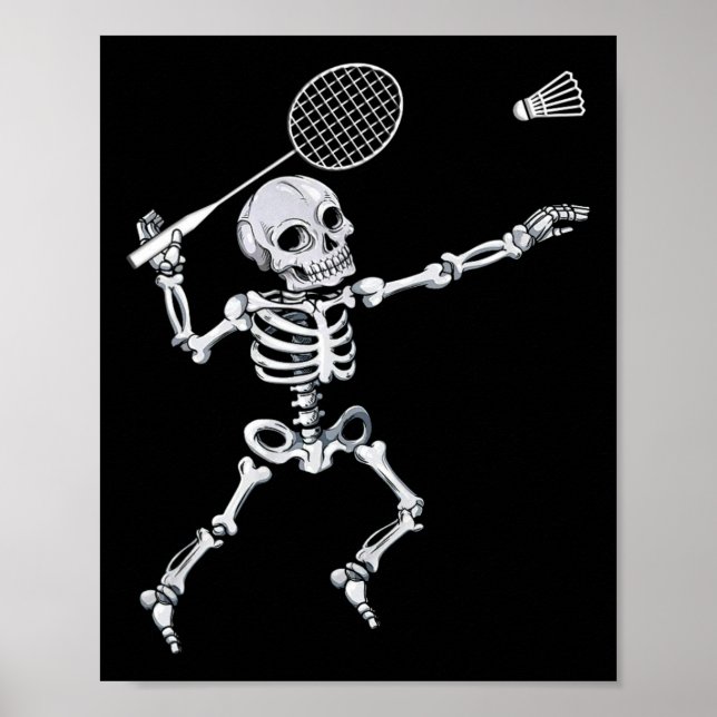 Skeleton Badminton Smash Shuttle Halloween Poster (Vorne)