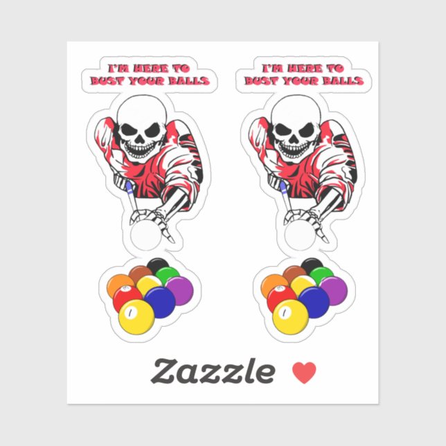 Skeleton Ball Schwimmbad Billard Originelle Kunst Aufkleber (Blatt)