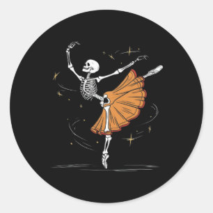Skeleton Ballerina Ballerina Tanz Halloween Runder Aufkleber