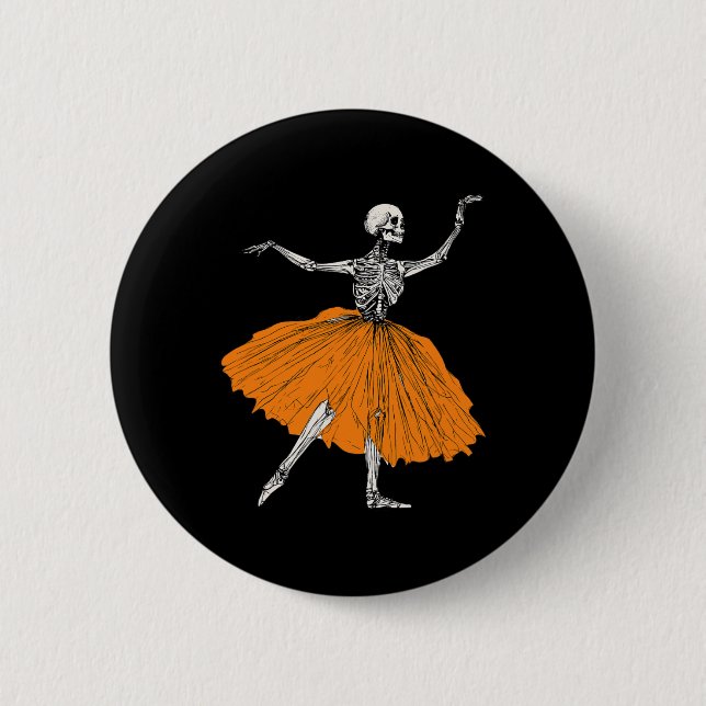 Skeleton Ballerina Dance Tutu Spooky Balletttänzer Button (Vorderseite)