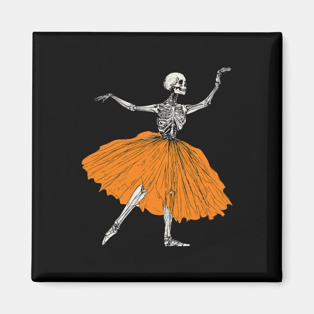 Skeleton Ballerina Dance Tutu Spooky Balletttänzer Magnet (Vorne)