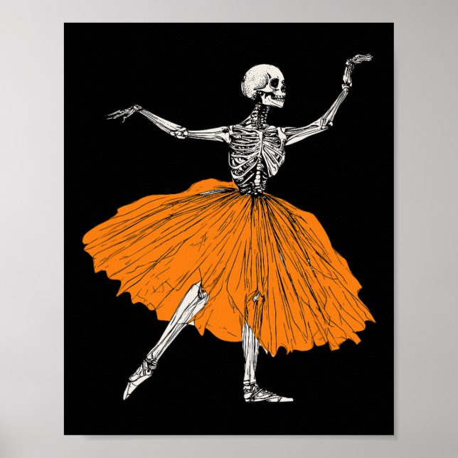 Skeleton Ballerina Dance Tutu Spooky Balletttänzer Poster (Vorne)