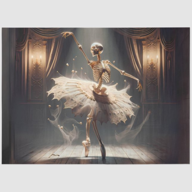 Skeleton Ballerina über Bühne - Gotisches Ballett Seidenpapier (Vorderseite)
