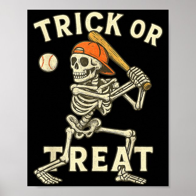 Skeleton Baseball Halloween Costume Funny Men Boys Poster (Vorne)
