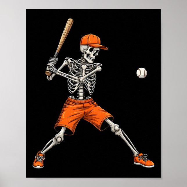 Skeleton Baseball Halloween Kostüm Funny Men Boys Poster (Vorne)
