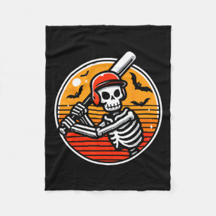 Skeleton Baseball Player Boys Kids Funny Halloween Fleecedecke