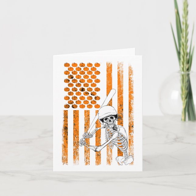 Skeleton Baseball Player Fan Skeleton Halloween Ba Karte (Vorderseite)