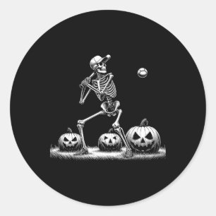 Skeleton Baseball Spieler Halloween Mens Womens Ki Runder Aufkleber