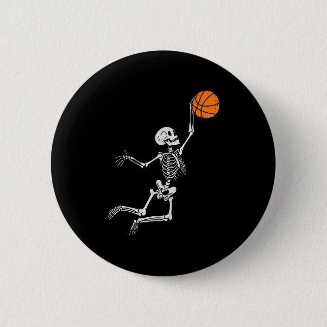 Skeleton Basketball Halloween Costume Mens Boys Te Button (Vorderseite)