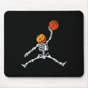 Skeleton Basketball Halloween Pumpkin Slam Dunk Mousepad