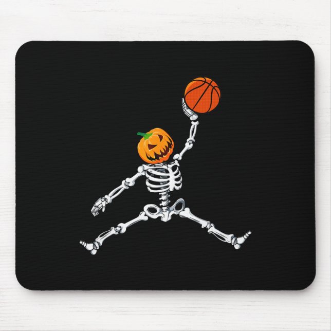 Skeleton Basketball Halloween Pumpkin Slam Dunk Mousepad (Vorne)