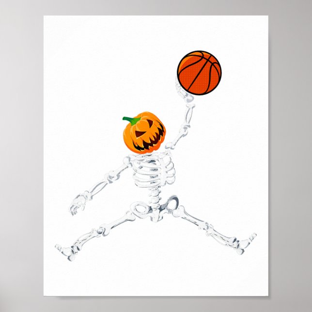 Skeleton Basketball Halloween Pumpkin Slam Dunk Poster (Vorne)