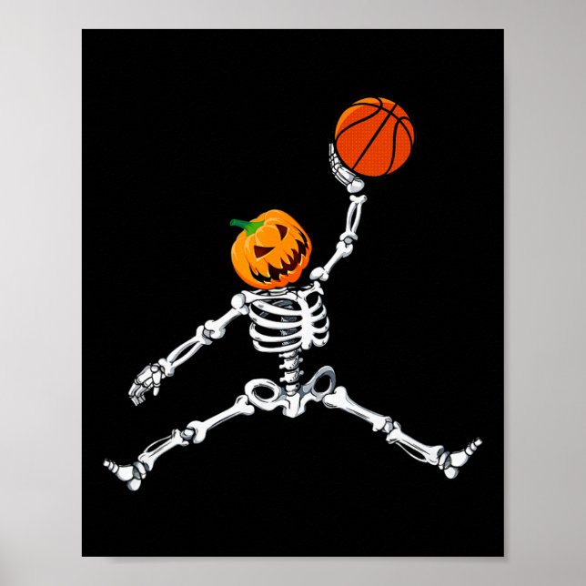 Skeleton Basketball Halloween Pumpkin Slam Dunk Poster (Vorne)