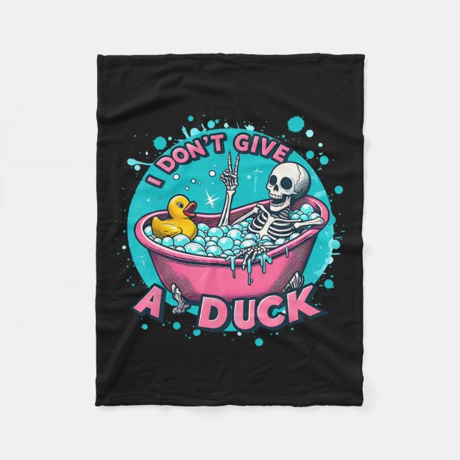 Skeleton Bath Spaß Rubber Duck Funny Halloween Fleecedecke (Vorderseite)