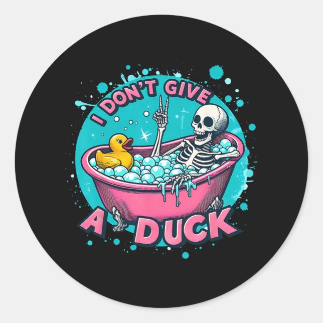 Skeleton Bath Spaß Rubber Duck Funny Halloween Runder Aufkleber (Vorderseite)
