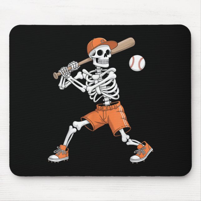 Skeleton Batting Baseball Halloween Mousepad (Vorne)