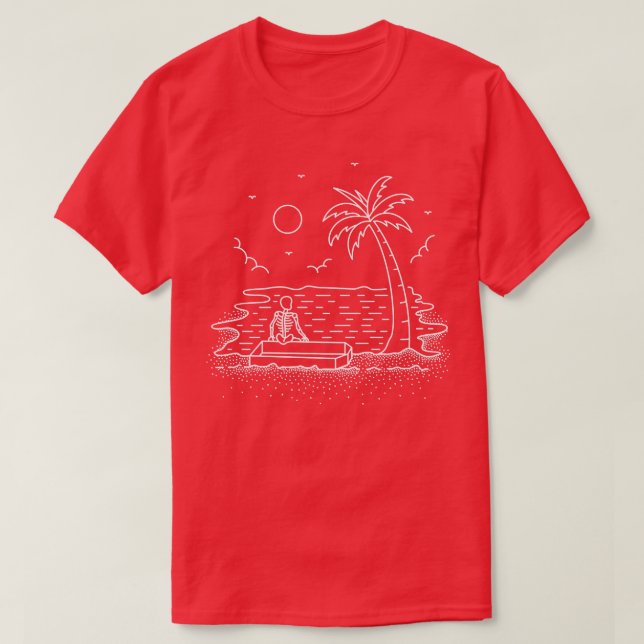 Skeleton Beach Chill Summer Nature Line Art  T-Shirt (Design vorne)
