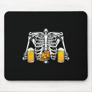 Skeleton Beer Lover Hamburger Pizza Xray Halloween Mousepad