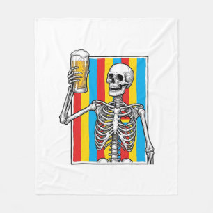 Skeleton Beer Rainbow Vintage Gravur Shirt_1 Fleecedecke