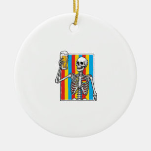 Skeleton Beer Rainbow Vintage Gravur Shirt_1 Keramik Ornament